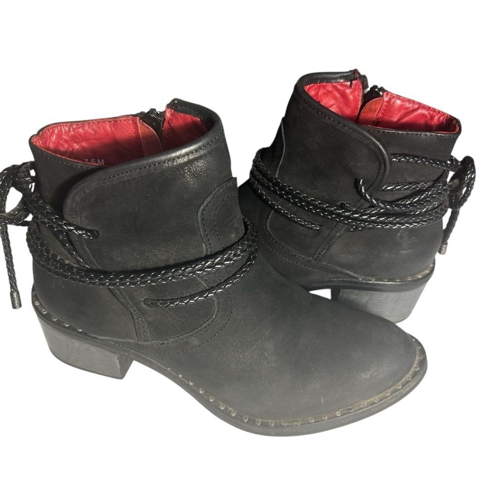 Carlos by Carlos Santana Black Ankle Boots with Red Lining